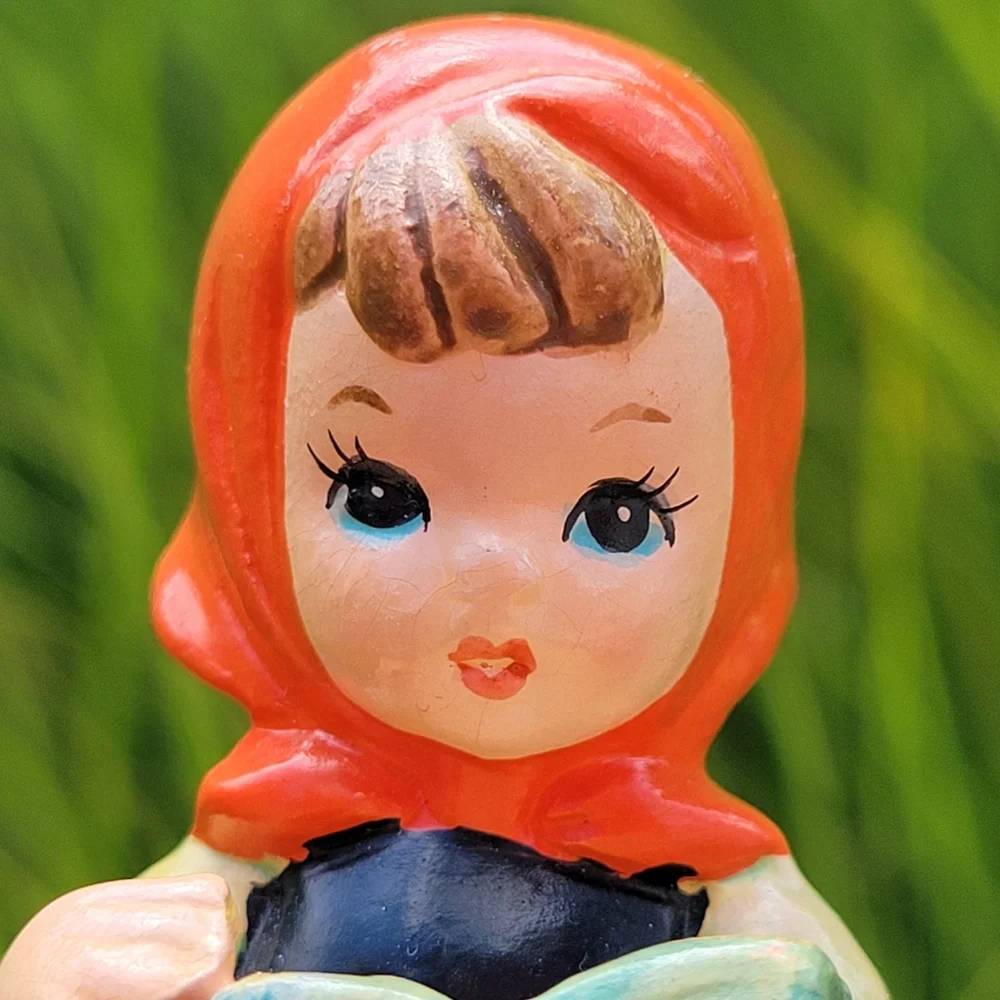 Vintage Girl with Book Figurine ~ Made in Sri Lanka ~ 1960s(?) ~ Charming!
